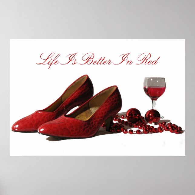 Red High Heel Shoes and Red Wine Poster (Front)