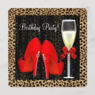 Red High Heel Shoes Birthday Party Invitation