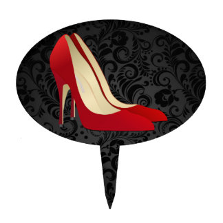 red high heel shoes cake topper