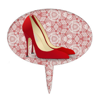 red high heel shoes cake topper