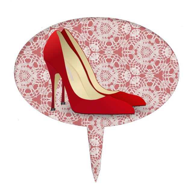 red high heel shoes cake topper (Front)