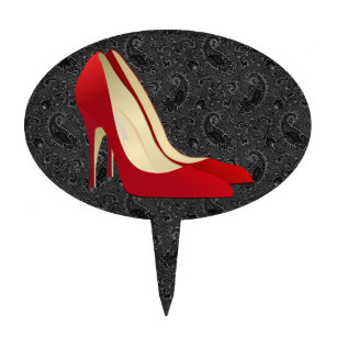 Sparkly Glitter Red Sole High Heel Card Cake Topper – House of Cakes