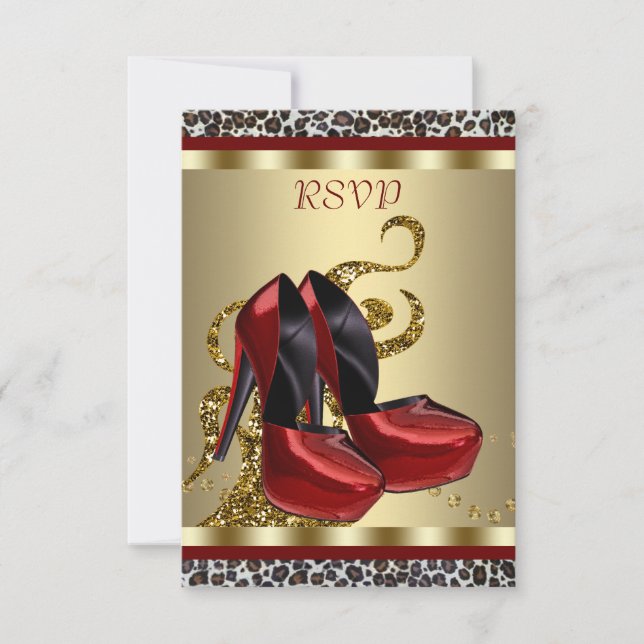 Red High Heel Shoes Leopard Sweet Sixteen RSVP (Front)
