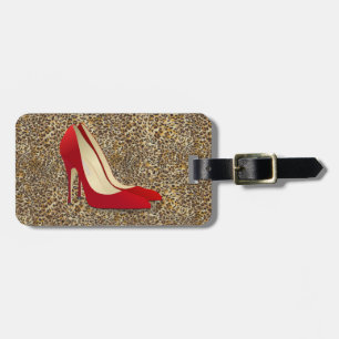 red high heel shoes luggage tag