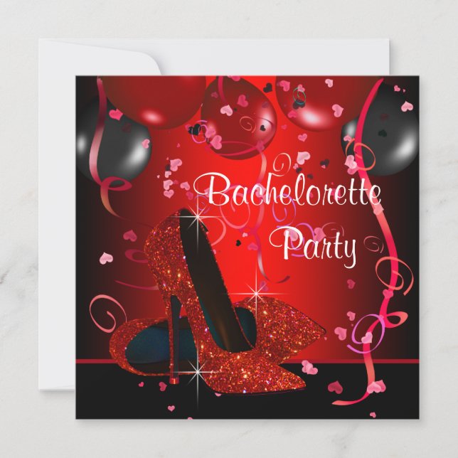 Red High Heel Shoes Red Bachelorette Party Invitation (Front)