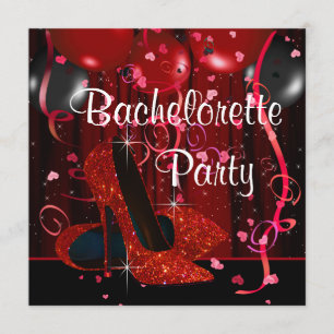 Red High Heel Shoes Red Bachelorette Party Invitation
