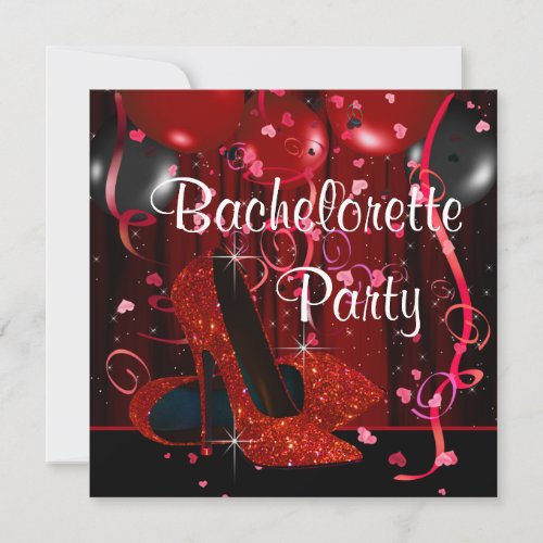Red High Heel Shoes Red Bachelorette Party Invites