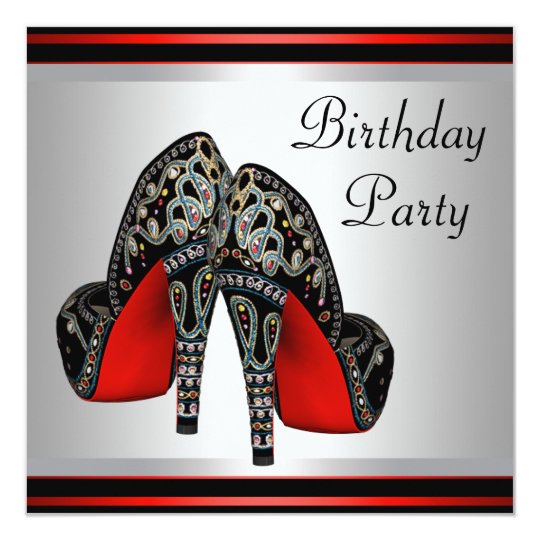 Red High Heel Shoes Red Black Birthday Party Invitation | Zazzle.com