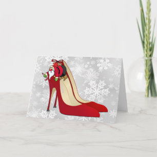 Red High Heel Shoes / Santa Elf Holiday Card