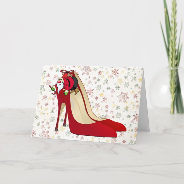 Red High Heel Shoes / Santa Elf Holiday Card (Front)