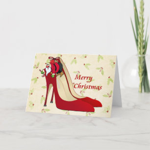 Red High Heel Shoes / Santa Elf Holiday Card