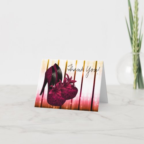 Red High Heel Shoes Thank You Cards