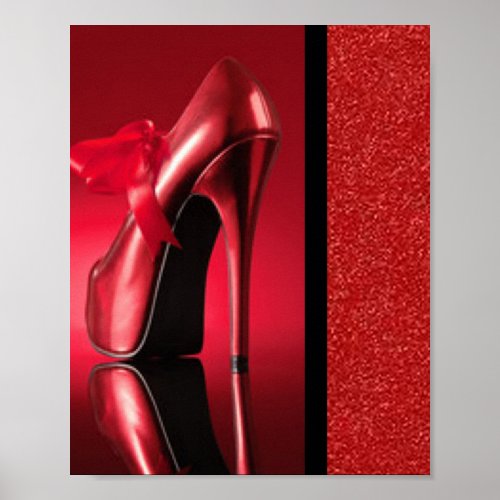 Red High Heel With Bow Poster