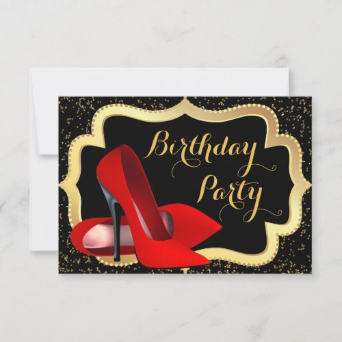 Red High Heels Birthday Party Invitation