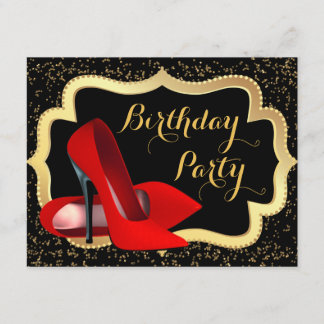 Red High Heels Birthday Party Invitation