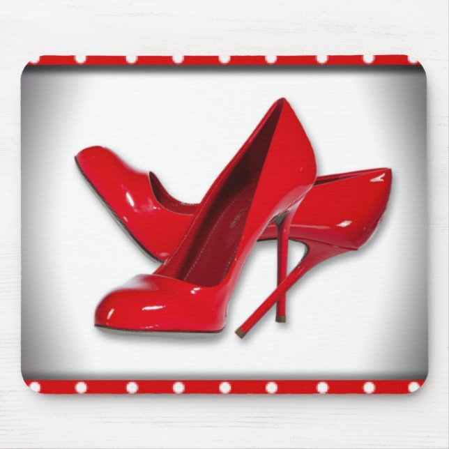 Red High Heels Polka Dots Pattern Mouse Pad (Front)