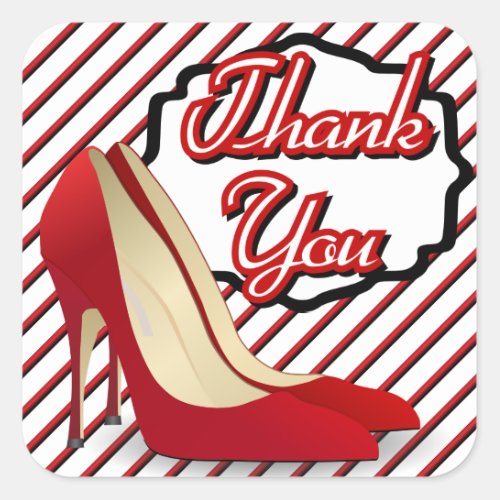 Red High Heels Pumps Thank You Square Sticker