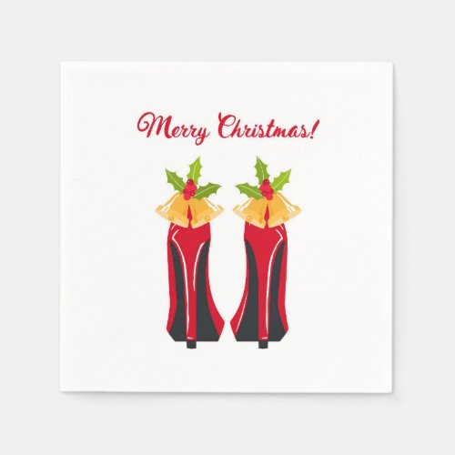 Red High Heels with Christmas Bells Napkins