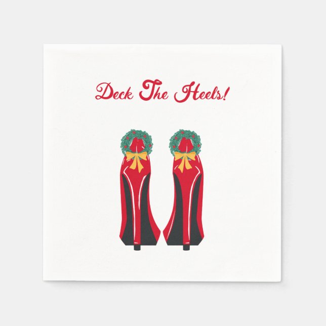 Red High Heels with Christmas Wreaths Napkins (Front)