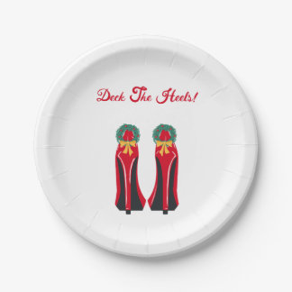 Red High Heels with Christmas Wreaths Paper Plates