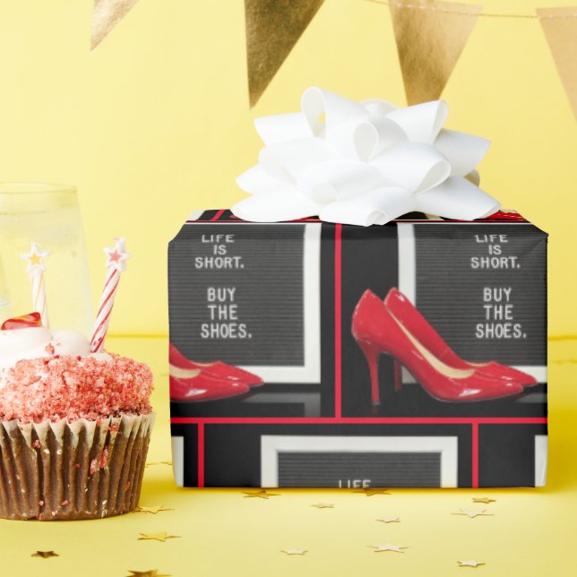 Red High Heels with Sign Wrapping Paper (Birthday Party)