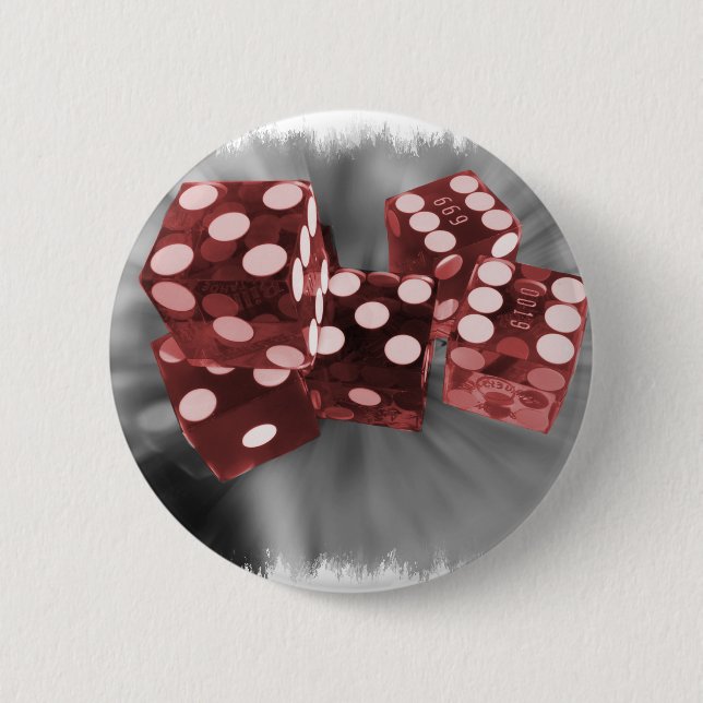 Red High Roller Dice Las Vegas Pinback Button (Front)