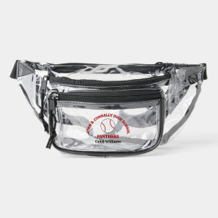 Red High School Baseball Game Personalized Clear Fanny Pack