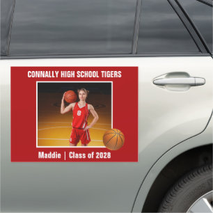 Red High School Basketball Player Photo Large Car Magnet