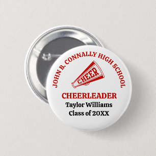 Red High School Cheerleader Personalized Button