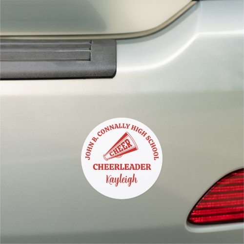Red High School Cheerleader Personalized Car Magnet
