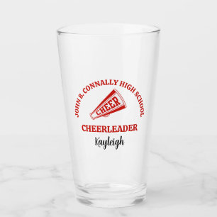 Red High School Cheerleader Personalized Glass