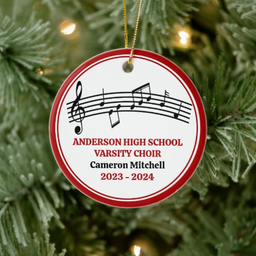 Red High School Choir Custom Christmas Ceramic Ornament