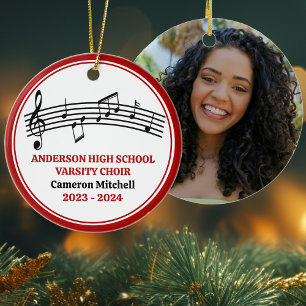 Red High School Choir Custom Christmas Ceramic Ornament