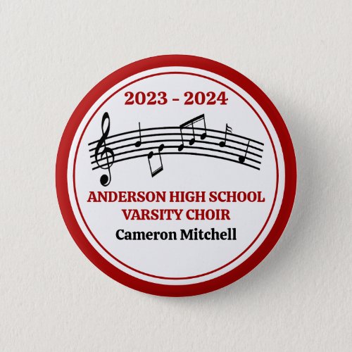 Red High School Choir Custom Keepsake Button