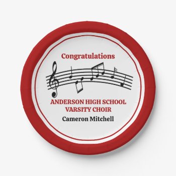 Red High School Choir Custom Party Paper Plates by epicdesigns at Zazzle