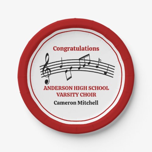 Red High School Choir Custom Party Paper Plates