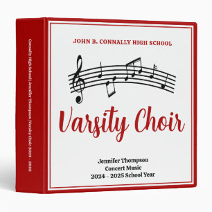 Red High School Choir Customizable Music 3 Ring Binder