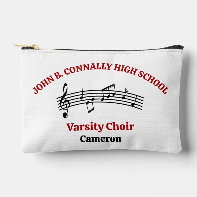 Red High School Choir Personalized Accessory Pouch (Front)