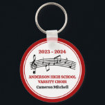 Red High School Choir Personalized Keychain<br><div class="desc">This cute red high school choir keychain features the student and chorale name under the musical staff with treble clef and music notes. Customize for a singer,  choir teacher,  or director  for a great graduation keepsake gift.</div>