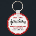 Red High School Choir Personalized Keychain<br><div class="desc">This cute red high school choir keychain features the student and chorale name under the musical staff with treble clef and music notes. Customize for a singer,  choir teacher,  or director  for a great graduation keepsake gift.</div>