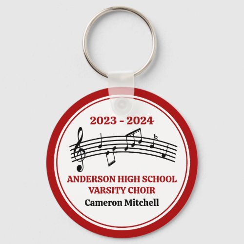 Red High School Choir Personalized Keychain