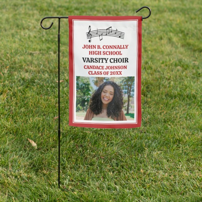 Red High School Choir Photo Custom Garden Flag (In SItu)