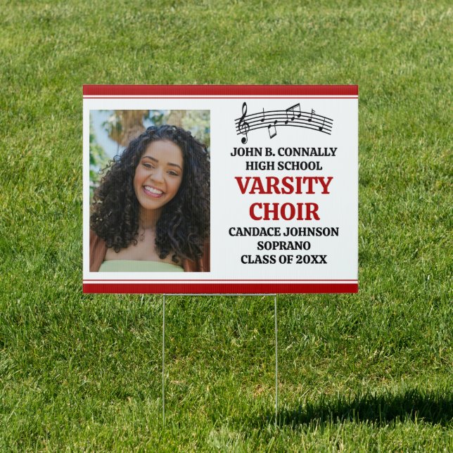 Red High School Choir Photo Custom Yard Sign (Insitu)