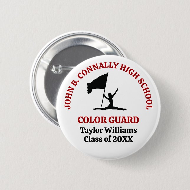 Red High School Color Guard Personalized Button (Front & Back)