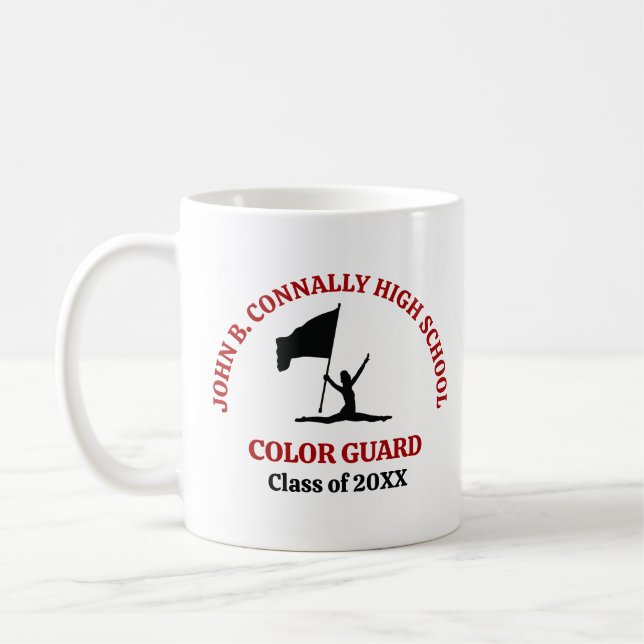 Red High School Color Guard Personalized Coffee Mug (Left)