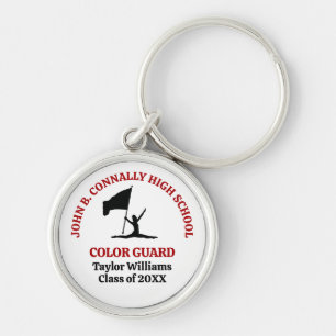 Red High School Color Guard Personalized Keychain