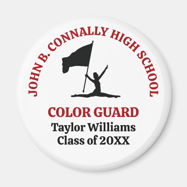 Red High School Color Guard Personalized Magnet (Front)