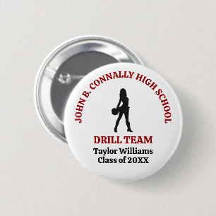 Red High School Drill Team Dancer Personalized Button