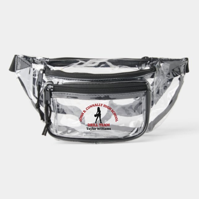 Red High School Drill Team Dancer Personalized Clear Fanny Pack (Front)