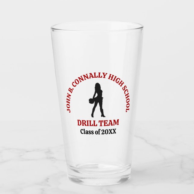 Red High School Drill Team Dancer Personalized Glass (Front)